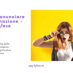 Donna sorpresa con occhiali, che studia la pronuncia della terminazione "-ed" in inglese.