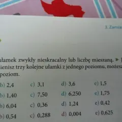 Zadanie 1: zamień liczby na ułamki zwykłe lub liczbę mieszaną. Rozwiąż przykłady, by przejść na wyższy poziom.
