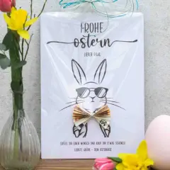 Witzige Ostergeschenke basteln: Ein cooler Hase mit Sonnenbrille und Fliege aus Geldscheinen. Frohe Ostern, lieber Paul!