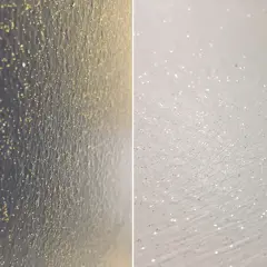 Pareti con brillantini dorati e argentati, un effetto scintillante che cattura la luce.
