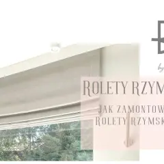 Elegancka roleta rzymska na karnisz z żabkami, prezentująca się stylowo w nowoczesnym wnętrzu.