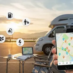 Application mobile pour trouver des services (essence, douche, électricité, etc.) pour un camping-car. Avis sur le park 4 night.