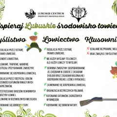 Ilustracja wyjaśnia, dlaczego myśliwi polują, przedstawiając zasady myślistwa i łowiectwa, a także negatywne aspekty kłusownictwa.