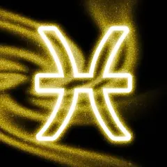 Symbol Ryb, 16 stycznia znak zodiaku, otoczony złotym pyłem i światłem.