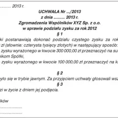 Uchwała o wypłacie dywidendy - wzór i kluczowe elementy