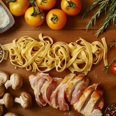 Tagliatelle z kurczakiem, kurkami i warzywami - przepis na obiad