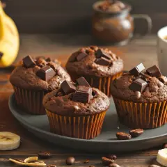 Muffiny z owocami i kakao: muffinki bananowo-czekoladowe - przepis