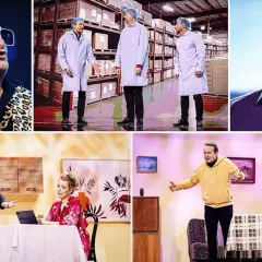 Kabaret Moralnego Niepokoju: zabawne scenki z życia, od magazynu po domowe perypetie.