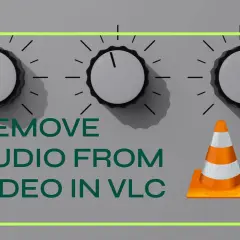Three knobs and a traffic cone graphic illustrate how to vlc convert to mp4 no audio.