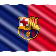 Flaga FC Barcelona, symbol dumy i historii klubów z Barcelony, faluje dumnie na wietrze.