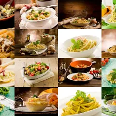 Kolorowe dania z makaronem, kwintesencja kuchni włoskiej: od klasycznego spaghetti po bogate w składniki sałatki makaronowe.