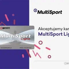 Karta MultiSport Light z logo Benefit Systems na tle grafiki.