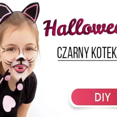 Jak przebrać dziecko za kota na Halloween? Uroczy czarny kotek z makijażem i łapkami.