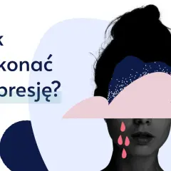 Grafika przedstawia twarz kobiety z chmurą nad głową i różowymi łzami.