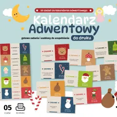 Kalendarz adwentowy zadania dla dzieci: 50 pomysłów na świąteczne zabawy do druku.