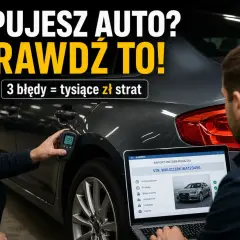Kupując auto, sprawdź jego historię. Na laptopie widać raport VIN, a mężczyzna mierzy lakier. Sprawdź VIN na gov.pl, by uniknąć strat.