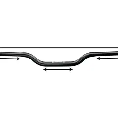 Manubrio moto 22mm nero, con frecce che indicano le misure di larghezza e altezza.