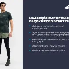 Mężczyzna w stroju sportowym, wskazówki jak przygotować się do maratonu, unikaj błędów: zbyt szybkie zwiększanie intensywności, kurczowe trzymanie się planu, rywalizacja, nowe potrawy, nawadnianie.