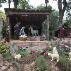El belén de Xàtiva recrea la escena del nacimiento con San José, la Virgen María, el niño Jesús, animales y pastores.