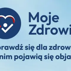 Moje zdrowie: sprawdź się dla zdrowia, zanim pojawią się objawy! Logo serca z ptaszkiem.