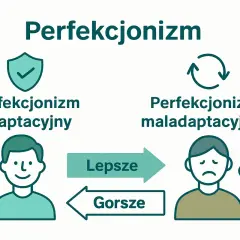 Adaptacyjny perfekcjonizm prowadzi do lepszych wyników, maladaptacyjny do gorszych. Ilustracja pokazuje dwa typy perfekcjonizmu.