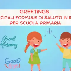 Bambini imparano le principali formule di saluto in inglese: "Hello", "Hi", "Good Morning", "Nice to meet you", "Good Bye!".