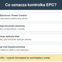 Co to jest EPC? Wyjaśnienie kontrolki: system sterowania silnikiem, kontroluje pedał gazu, sygnalizuje błędy, może aktywować tryb awaryjny. Żółty kolor ostrzega.
