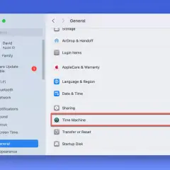 Einstellungen: Time Machine, die externe Festplatte für Backups.