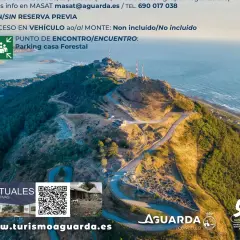 Vista aérea del Monte Santa Tecla en A Guarda, con caminos sinuosos y el mar al fondo. Ideal para explorar.