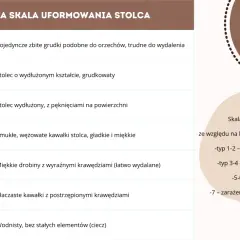 Bristolską skalę uformowania stolca przedstawia 7 typów kału, od twardych grudek (zatwardzenie) po wodnisty (biegunka).