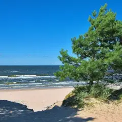 Piękny dzień na plaży w Ostrowie nad morzem. Słońce, piasek i szum fal.