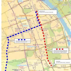 Trasa autobusu z lotniska do centrum konferencyjnego. Linia 175 Warszawa Dworzec Centralny.