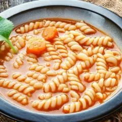 Zupa pomidorowa z makaronem i fasolą, idealny przepis dla początkujących. Aromatyczna, sycąca i prosta w przygotowaniu.