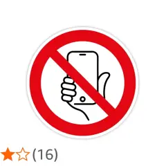 Verbotsschild: Handy in der Hand, durchgestrichen. Ein Symbol, das auf die Gefahren von Handysucht und deren Symptome hinweist.