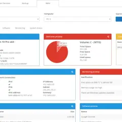 Panel zarządzania urządzeniami w Supremo. Widok szczegółów komputera PC 3 z systemem Windows 10 Pro x64, podłączonego do sieci.