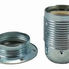 Metalowa oprawka e27 przykręcana, z gwintem i podstawą montażową.