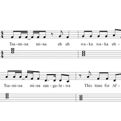 Proste piosenki na pianino z tekstem "Tsa-mi-na mi-na" i "This time for Africa".