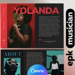 Press kit artiste : Yolanda, musicienne, avec ses photos et sa biographie.
