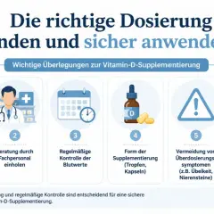 Die richtige Vitamin-D-Dosierung hängt von Testergebnissen ab. Regelmäßige Blutkontrollen und Fachberatung helfen, wie lange es dauert, bis ein Vitamin D-Mangel behoben ist.
