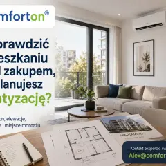 Nowoczesne mieszkanie z klimatyzacją w bloku. Planujesz zakup? Sprawdź balkon, elewację, skropliny, hałas i miejsce montażu.