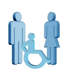 Familie mit Rollstuhl-Symbol. Informationen zu schwerbehindertenausweis krankheiten tabelle.