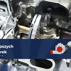 Przekrój turbosprężarki, prezentujący jej wewnętrzne mechanizmy. Artykuł omawia różne rodzaje turbosprężarek.