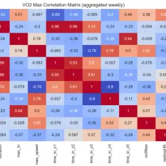 Tabela korelacji VO2 Max pokazuje, jak różne parametry treningowe wpływają na maksymalne spożycie tlenu.