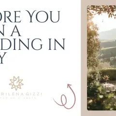 Prima di pianificare un matrimonio in Italia, scopri idee originali per l'intrattenimento matrimonio. Paesaggio toscano con tavoli allestiti.