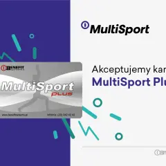 Karta MultiSport Plus z sylwetką sportowca. Akceptujemy karty MultiSport Plus.