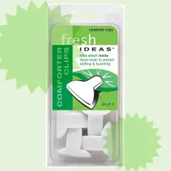 Fresh Ideas comforter clips, a set of 4, help you learn how to put on a duvet cover by preventing shifting and bunching.