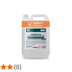 Envase de 5L de amoniaco para limpieza profunda. Este producto, que es soluble en agua, es ideal para múltiples superficies.