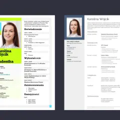 CV Karoliny Wójcik, studentki finansów i rachunkowości. Zawiera jej pierwsze CV po liceum, doświadczenie, wykształcenie i umiejętności.