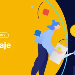 Ilustracja pokazuje, jakie są kryptowaluty. Kobieta podlewa drzewko z monetami Bitcoin, symbolizując wzrost i inwestycje.
