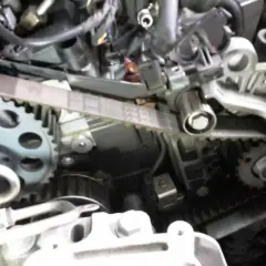 Silnik 2.0 TDI 140KM, widoczny pasek rozrządu i koła zębate. Pamiętaj o regularnej wymianie rozrządu.